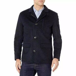 Hart Schaffner Marx Forrester Wool Blend Coat M Mens Navy Plaid